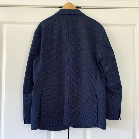 J Crew Blazer Jacket Unlined Cotton Blue Polka Dot Unstructuted Crosby Size 44 R - Picture 4 of 10